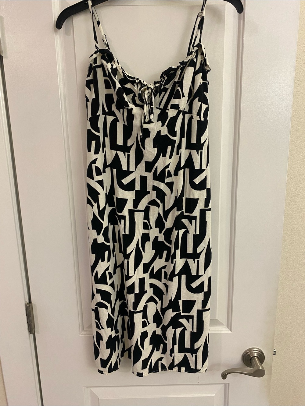 Monteau Black and White Geometric Midi Slip Dress